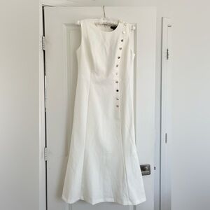Banana Republic White Midi Dress with Button Accents